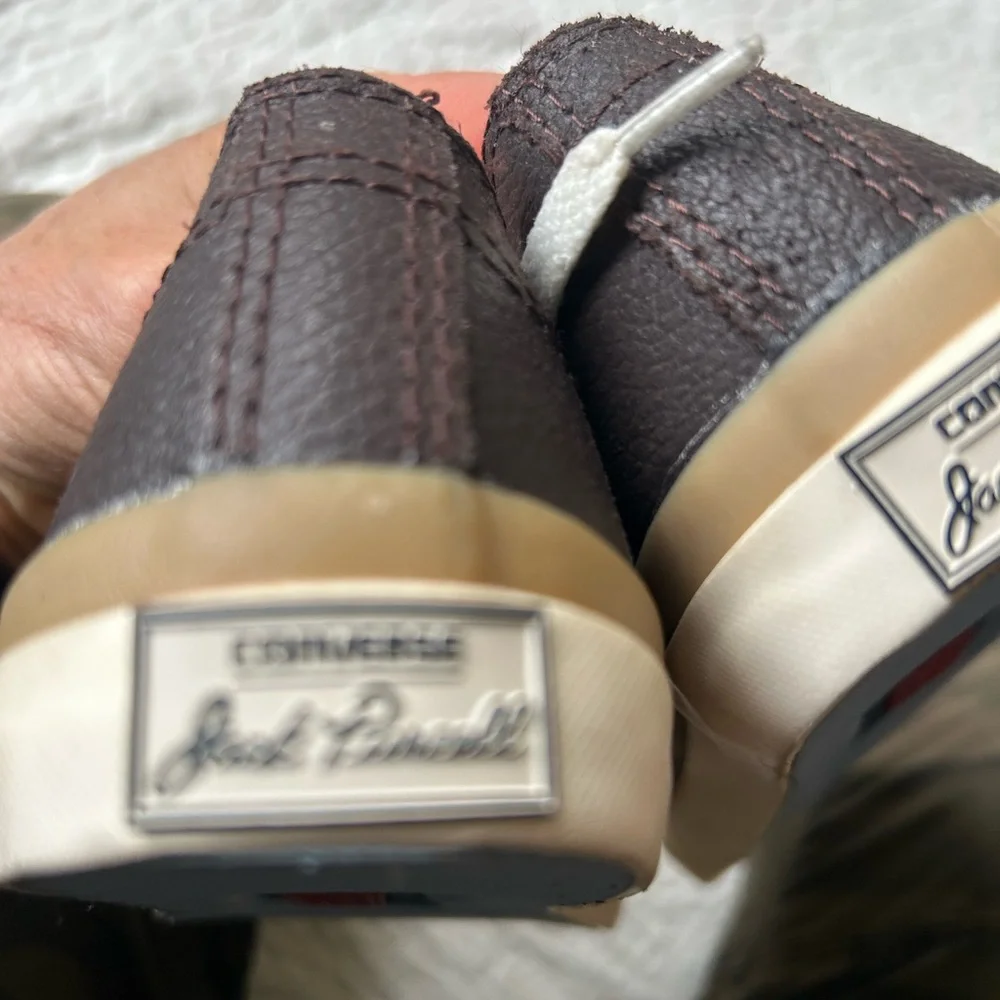NWOT Converse Jack Purcell sneakers size 1. Brown w/tan accents. Waterproof.